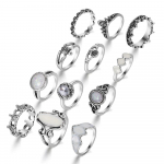 Iidne h&otilde;bedane vintage s&otilde;rmus meeste ja naiste kalliskivist s&otilde;rmuse komplekt Gooti stiilis Punk Statement ehted peoaksessuaarid h&otilde;be