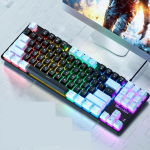 H87 Real Mechanical 87 Key Roheline telg Juhtmega klaviatuur Arvuti S&uuml;learvuti V&auml;line kontori e-m&auml;ngud 9 t&uuml;&uuml;pi RGB valgustid sinine/must