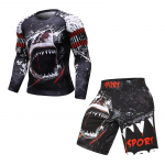 Meeste spordidressid T-s&auml;rgid + p&uuml;kskost&uuml;&uuml;m MMA pikkade varrukatega T-s&auml;rk Meeste kompressioons&auml;rk Fitness Kulturismi MMA Rashguard spordikost&uuml;&uuml;m XL