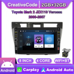 8-tolline 2 Din Androidi autoraadio multimeediumivideopleier Toyota Mark 2 JZX110 Verossa 2000-2007 jaoks koos nupunupuga Carplay WiFi 2+32GB 2+32GB