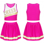 Kids Girls School Cheer Leader kost&uuml;&uuml;m t&uuml;drukutele Halloweeni komplekt Cheerleading univorm 2 tk Cosplay uhke kleit 5-6 Years kuum roosa v&auml;rv