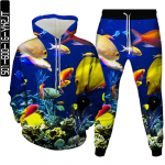 Meeste moe dressikomplektid Shark Dolphin Fish Creative Animal 3D Prindiga riided kapuuts + p&uuml;ksid Naiste vabaaja spordir&otilde;ivad Suurus S-6XL XXL