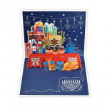 HappyHanukkah 3D &otilde;nnitluskaart Chanuka festivali jaoks k&auml;sitsi valmistatud kingitused popUp Menorah Light kinkekaartide &otilde;nnistuskaardid