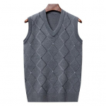 Meeste kootud vest s&uuml;gistalvine V kaelus, geomeetriline romb, &uuml;hev&auml;rviline soe tuulekindel pehme vabaaja meeste vest, varrukateta topp L helehall v&auml;rv