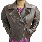 Naiste ehtne lambanaha nahkjakk, Slim Fit, risti lukuga, retro Brando stiil, biker mootorrattur retro, klassikaline Cafe Racer, nahkjakk, kingitus talle XXL pruun