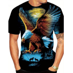 Animal Eagle 3D Prindiga T-s&auml;rk Kevadsuvine T-s&auml;rk Naiste meeste riided Suures O-suuruses kaelus l&uuml;hikeste varrukatega avarad topid hingavad paaris&auml;rgid S