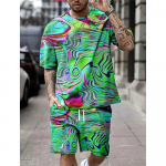 Uus meeste s&auml;rgi komplekt L&uuml;hikesed p&uuml;ksid ja T-s&auml;rgi komplekt Sport Designer vabaaja s&auml;rk Optical Illusion Abstract Graphic Prints T-s&auml;rk varustus S