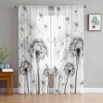 Meadow Dandelion Flower Butterfly t&uuml;llkardinad magamistoa kodukaunistuseks Elutoa K&ouml;&ouml;k Voile kardinad pimedatele kardinatele 135W x 213H(cm)