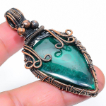 Natural Malachite Gemstone Handmade Copper Wire Wrap Gift Pendant 2.52 i9k91