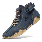 K&auml;sitsi &otilde;mmeldud l&otilde;hestatud nahast kingad Meeste jalavarjud Mugavad poolsaapad Meestele Vabaajajalatsid Mokassiinid Meeste jalan&otilde;ud 39 sinine