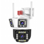 500 W kolme objektiiviga 10-kordse suumiga juhtmevaba PTZ-seire liikumistuvastusega kahesuunaline k&otilde;ne t&auml;isv&auml;rviline &ouml;&ouml;n&auml;gemine tehisintellektiga inimtuvastusega IP66 veekindel kaamera AU Plug