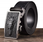 Krokodillimustriga meeste esimene kiht veisenahast automaatne pandlaga nahast v&ouml;&ouml; 110cm