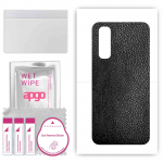 apgo Protective Skin Sticker for the back compatible with Realme Narzo 30, Wrap Film, Foil, Vinyl - Pattern Black Leather