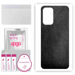 apgo Protective Skin Sticker for the back compatible with Samsung Galaxy A23, Wrap Film, Foil, Vinyl - Pattern Black Leather