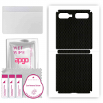 apgo kaitsev nahakleebis seljale, mis &uuml;hildub Samsung Galaxy Z Flipiga (Esimene mudel), Pakkige kile, foolium, vin&uuml;&uuml;l &ndash; mustrimaatriks