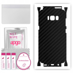 apgo Protective Skin Sticker for the back+sides compatible with Samsung Galaxy S8, Full Wrap Film, Foil, Vinyl - Pattern Carbon Black