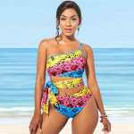 Naiste &otilde;lapaeltega ujumistrikoo Must Shadow Print Bikini Tankini ujumistrikoo S mitmev&auml;rviline