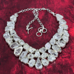 Crystal Quartz Rough kaelakee, 925 tahke h&otilde;bedane kaelakee, v&auml;&auml;riskivide k&auml;sitsi valmistatud ehted reguleeritav ketiga kaelakee kingitus naistele, ehted Adjustable with 18 inches valge