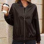 Naiste PU-nahast pikkade varrukatega jope kevad-s&uuml;gis naiste biker-lukk jakk retropunk vabaaja l&uuml;hikesed &uuml;ler&otilde;ivad S pruun