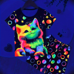 2 tk t&uuml;drukute armsad pidžaamakomplektid, fluorestseeruvad v&auml;rvilised kassimustriga l&uuml;hikesed s&auml;rgid ja l&uuml;hikesed p&uuml;ksid, mugavad ja armsad printsessi pidžaamad 130