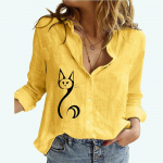 Naiste Mood Kassi Prindiga S&auml;rk Naiselik Rev&auml;&auml;rkrae Puuvillane Lina Top Vabaaja Lahtised N&ouml;&ouml;bitavad Pikkade Varrukatega Pluusid S valge