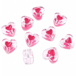 S&uuml;damekujulised akr&uuml;&uuml;ltilgad &otilde;liga k&auml;ev&otilde;ru ja k&otilde;rvar&otilde;ngaste valmistamiseks, isetegemise ehete aksessuaarid, kahepoolsed ripatsid, mood, l&auml;bipaistvad lahtised helmed, 10 tk roosa punane v&auml;rv