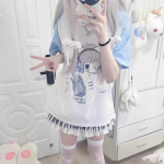 Jaapani Kawaii Magus T-s&auml;rk Suvine Uus Vaba Patchwork Pluus Naissoost Vabaaja L&uuml;hikeste Varrukatega S&auml;rk V&auml;lisriiete Mood R&otilde;ivad M