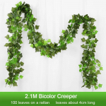 12 tk 2,1M kunstlik taim Roheline luuderohi leht vanik siidist seinarippuv viinapuu Koduaia kaunistus Pulmapidu DIY v&otilde;ltsp&auml;rja lehed 12 PCS-100 leaves-2.1m