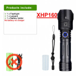 1000000LM XHP160LED V&auml;ga v&otilde;imas taskulamp Veekindel Laetav USB-taskulamp Suumitav latern 26650 aku K&auml;silamp Telkimislatern no battery