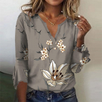 Naiste vaba vaba V-kaelusega &uuml;hev&auml;rvilised pluusid Bell 3/4 varrukatega T-s&auml;rk XL hall v&auml;rv