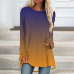 Naiste mood vabaaja T-s&auml;rk Gradient pikkade varrukatega, kaelus, keskmine pikk &uuml;laosa XXXL must