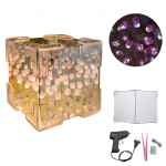 DIY Tulbilamp 2-&uuml;hes peegellillega &ouml;&ouml;valgusti Viimistlemata k&auml;sit&ouml;&ouml;na valminud dekoratiivlamp 24 lillega EU Plug lilla