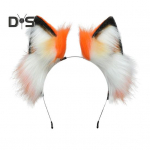 Faux Animal Ears Plush peapael Cosplay Party Halloween K&auml;sitsi valmistatud pl&uuml;&uuml;sist riidest juukser&otilde;ngas elastne raam Faux Fox k&otilde;rvade peapael oranž