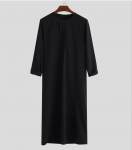 Meeste islami Ramadan Jubba Kaftan Dishdash Araabia Robe Thobe T-s&auml;rk kleit tuunika L must