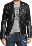 AL KHALID Nahkjakk Must Slim Fit Mootorratturi Jakk Meeste Ehtne Lambanahk XS must