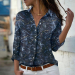 Jooned Prindi Naiste pluus Kevad s&uuml;gis Femme Office Lady Button Up Turn Down kraega s&auml;rgid 2XL must