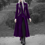 FiveFive s&uuml;gistalvine mantel &Uuml;ler&otilde;ivad Keskaegne Cosplay kost&uuml;&uuml;m Naiste mood pikkade varrukatega samet-frakk jakk Vintage gooti pikk mantel XXXXXL lilla