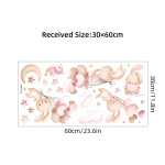 Roosa multikas J&auml;nkukuu Pilved T&auml;hed Akvarell Lasteaia kleebised Vin&uuml;&uuml;l Laste Seinakleebised Kunstitr&uuml;kk Laste T&uuml;drukute Toa Kodukaunistus 30x60CM