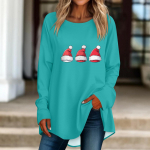 Naiste vabaaja plusssuuruses pikkade varrukatega &uuml;mmarguse tr&uuml;kitud T-s&auml;rgi top pullover XXXL must