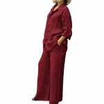 2 tk/komplekt Naiste s&auml;rgip&uuml;kste komplekt avara rev&auml;&auml;riga &uuml;herealine keskmise pikkusega pikkade varrukatega pluus Elastne v&ouml;&ouml;koht laia s&auml;&auml;rega p&uuml;ksid igap&auml;evaseks kandmiseks riided L veinipunane v&auml;rv