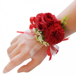 1 tk ilusad kingitused pruutneitsi randmelill korsaaž Rose Boutonniere peigmees siidilill punane
