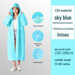 T&auml;iskasvanute paksendatud ja pikendatud &uuml;hekordselt kasutatav vihmamantel kogu keha kaitsega, laste l&auml;bipaistev EVA vihmamantel. Morandi sky blue. Flat mouth 100g