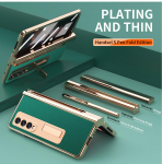 Pliiatsiga galvaniseeritud magnetiline nahast &uuml;mbris Samsung Galaxy Z Fold 6 5 4 jaoks 360 t&auml;isekraani kaitseklaas jalg telefonikate Fold 3 2 For Galaxy Z Fold 4 roheline