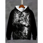 Meeste kapuutsiga kapuutsid 3D-prindid Wolf Graphic dressipluus, n&ouml;&ouml;riga spordir&otilde;ivad pikkade varrukatega t&auml;navatopsid Meeste r&otilde;ivaste pullover L