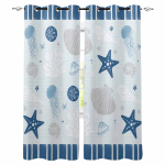 Ookeani triibuline merit&auml;ht meduus korall koda sinised pimendavad kardinad elutuppa magamistuppa akna kate kardinad kodu kaunistus W135 x H60cm white