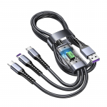 3 in 1 100w l&auml;bipaistev kiirlaadimiskaabel C-t&uuml;&uuml;pi Usb Micro iPhone'i jaoks Samsung Huawei Xiaomi Pilot Lambi laadija USB C 1.2m must