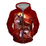 Meeste lukuga kapuuts Wolf 3D prinditud lukuga kapuuts meeste pullover mood vabaaja kampsun street Harajuku Riietus Kevad ja s&uuml;gis 3XL