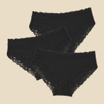 3 tk Puuvillased soonilised triibulised naiste alusp&uuml;ksid Seksikad pitsilised lillelised p&uuml;ksikud Mugavad madala v&ouml;&ouml;kohaga bikiinid Naiste &uuml;hev&auml;rviline pehme pesu XL&3pcs black