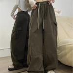 Mood n&ouml;&ouml;riga vabaaja baggy cargo teksap&uuml;ksid naiste riided sirge laia s&auml;&auml;rega dressip&uuml;ksid naiste p&uuml;ksid XXL roheline