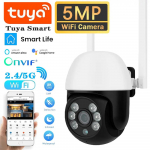 5G Wifi IP Tuya Smart 5MP V&auml;lis- Kodu Turvalisus PTZ Kaamera CCTV Video J&auml;relevalve T&auml;isv&auml;rviline &Ouml;&ouml;n&auml;gemine Juhtmevaba Kaamera 5MP Cam No SD Card